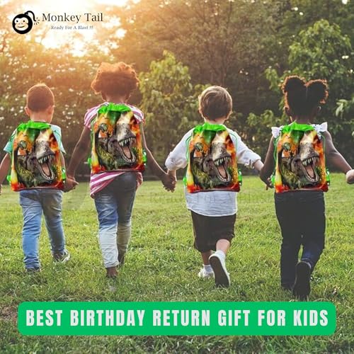 Image of MONKEYTAIL Drawstring Bags for Kids Pack of 12 - Assorted Theme String Bags for Birthday Return Gifts, Party Favors, Goodies, School Events & Travel Use