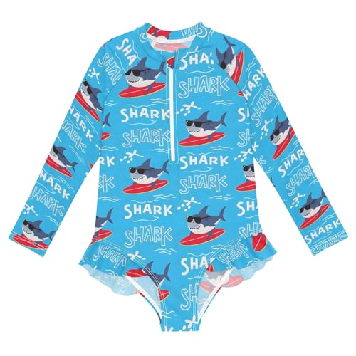 Toddler Swimsuit Girl Bathing Suit Swimwear Rash Guard Shark Long Sleeve 3T