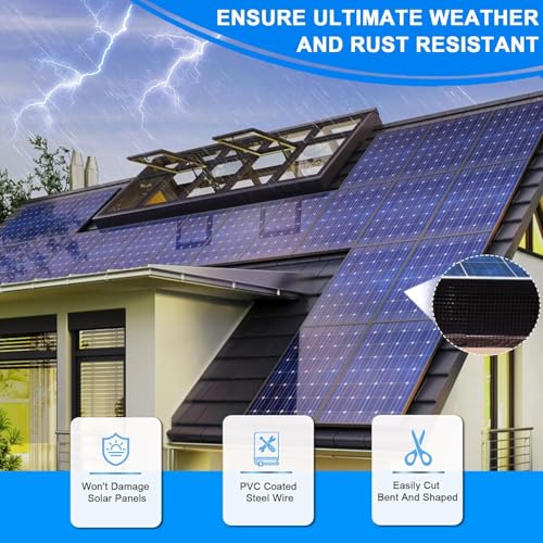 Protetor de pássaros de painel solar de 20 cm x 30,5 m, protetor para painéis solares, tela de PVC r