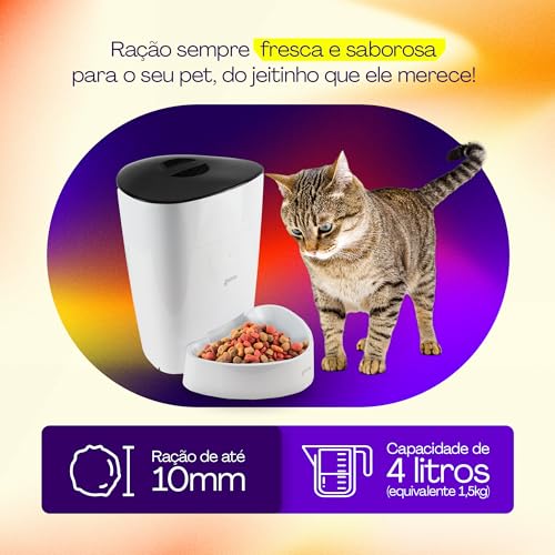 Hi by Geonav Alimentador Inteligente Wi-Fi, 4 Litros, para Pets, HIPETCOM, Compatível com Alexa, Branco