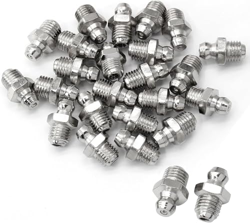 Image of 25 Pack Stainless Steel Grease Fittings Kit - M6 /M8 /M10 Zerk Nipples, Corrosion-Resistant Lubrication Fittings for Automotive, Tractor, Hydraulic & Industrial Machinery (M6)
