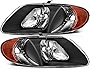LBRST Headlight Assembly For Dodge For Caravan 2001-2007 For Dodge For Grand Caravan 2001-2007 Black Housing Amber Reflector Clear Lens Driver and Passenger Side Headlamp