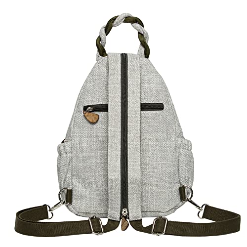 Light lady backpack Casual Canvas Backpack，Hand-woven ladies backpack，Convertible Multifunctional Straps Ladies Shoulder Chest Bag3