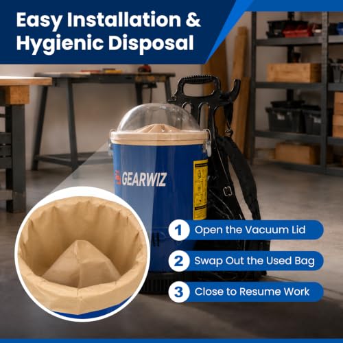 Image of Gearwiz 10-Pack Disposable Vacuum Bags For Gearwiz Backpack Vacuum Cleaner, Paper Liner Replacement for Cleaner Dust Collection