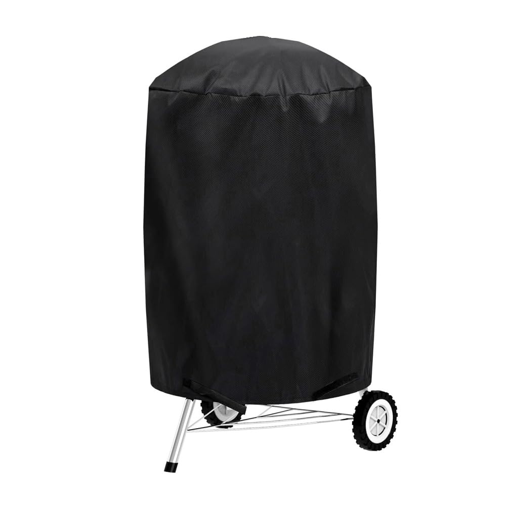 TONGIHS 1Pcs Waterproof Round Barbecue Cover,for Charcoal Barbecues,Black โ image 1