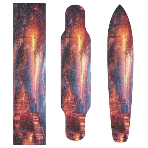 CZXW Romantic Sunset Streetscapes Skateboard Grip Tape Non-Slip Longboard Griptape Skate Board Tapes Sheet for Decor 44