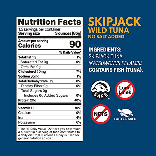 Wild Planet Canned Variety Pack, Pink Skinless Boneless Salmon, 7.5Oz, Skipjack Wild Tuna, 5Oz, No Salt Added, Pack Of 24 #TOP6