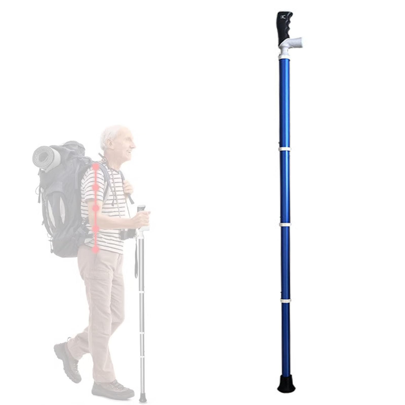 Kijki trekkingowe do nordic walkingu, składane, wsparcie równowagi, do wędrówek z plecakiem górskim, 1 szt