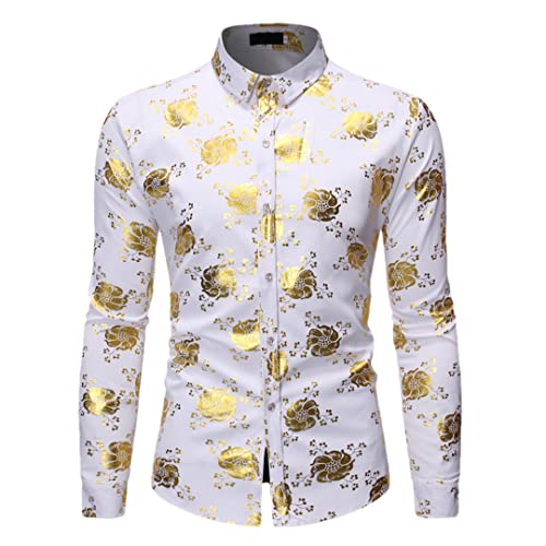 Chemise noire et blanche pour homme à imprimé floral vintage de coupe droite taille XL
