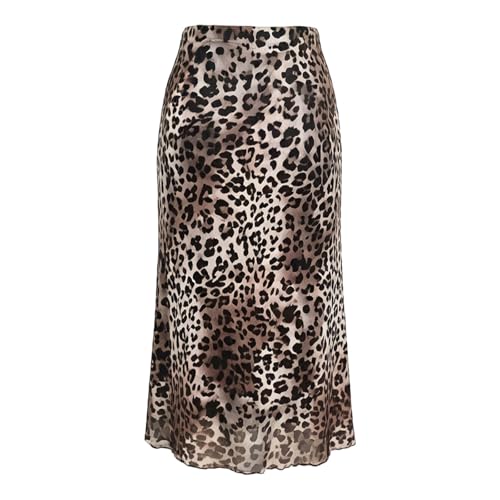 Falda con estampado de leopardo midi de malla transparente de noche 5