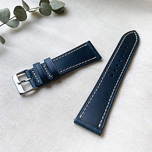 Bracelet de montre en cuir 24mm vert pour remplacer une sangle usée homme - 4