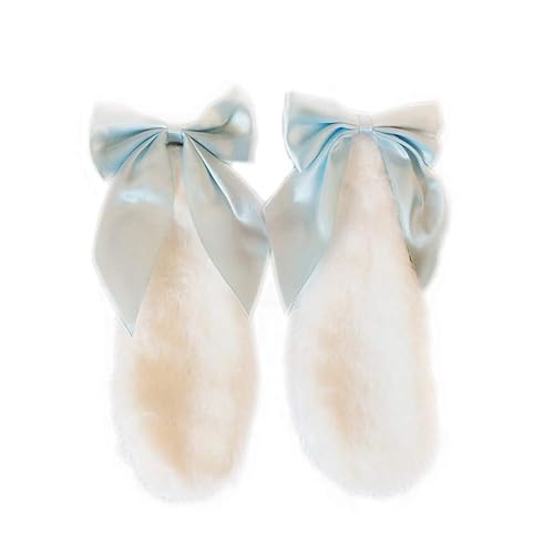 WeeH A Pair of Cartoon Animal Furry Ears Hair Clips Halloween Costume Headwear for Women Men at Birthday Party Anime Theme (Rabbit Sky Blue) - Sky Blue