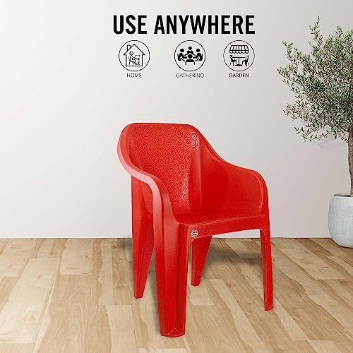 Image of Cello Dynamo Chair Set Pack of 6 - Red | Strong and Durable | Easy to Clean | Chair for Living Room, Bed Room, Kitchen, Office Room, Outdoor | 3 Years Warranty