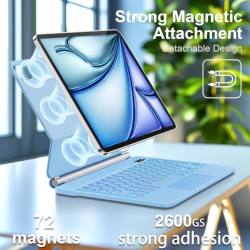 Image of for iPad Air 11 inch Case with Keyboard (M4 /M3 /M2,2026 /2025 /2024), iPad Pro 11 (4th /3rd /2nd /1st Gen) & Air 5 /4th,Magic-Style Magnetic Case Keyboard with Backlight, Multi-Touch Trackpad