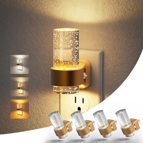 Image of JandCase Night Lights Plug into Wall, Gold Night Light with 3 Colors