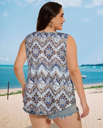 Image of Women Plus Size Tank Top Casual Summer Tops Loose Fit Sleeveless T Shirts Trendy Crewneck Tunic Tees 2026