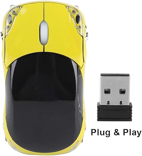 Miniatura 5 de ASHATA Ratón inalámbrico, ratón deportivo de 2.4 G, con forma de coche, ratón óptico Bluetooth con receptor USB, lindo ratón portátil de 1600 DPI