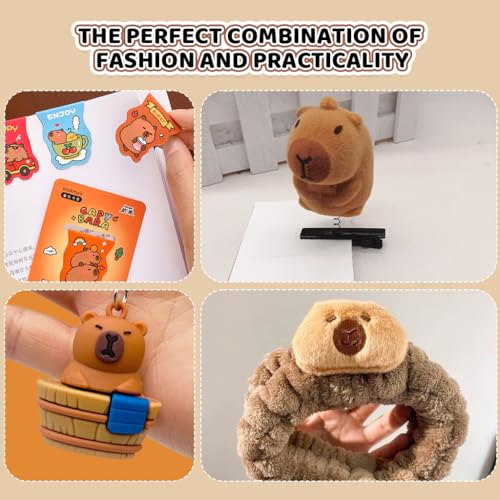 Image of PATPAT 31 Pcs Kawaii Capybara Gift Box 12 Categories Merchandise Collectible Gift Box Blind with Doll, Plush, Ropes Clips Necklace Wallet Keychain Nails Stickers