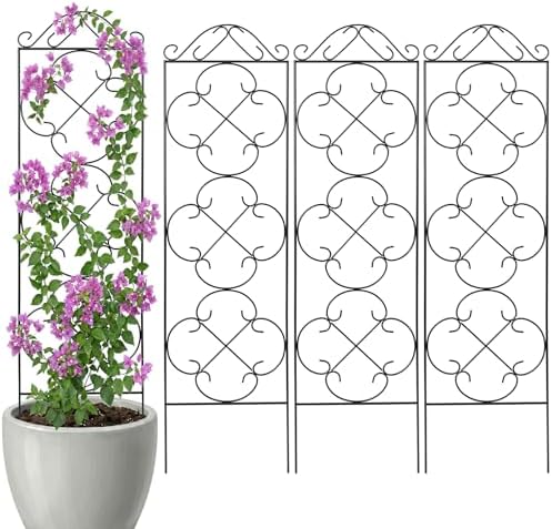 Set of 4 Thealyn Garden Trellis 123 cm Height x 31 cm Wide, Metal, Ideal for Potted Plants, Climbing Plants Both Indoors and Outdoors, Flowers, Ivy