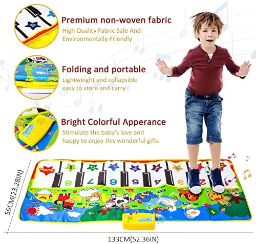 m zimoon Piano Mat, Kids Large Music Mat Childrens Touch Play Musical Carpet Piano Floor Mat Dance Mat Gifts Toys for 2 3 4 5 6 7 8 Years Old Kids Boys Girls Toddlers(135 × 58 cm)