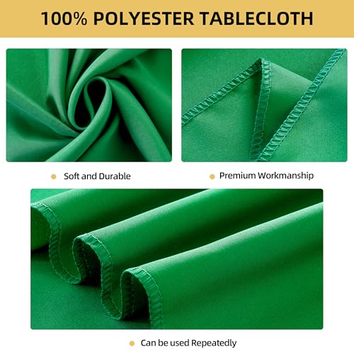 Image of 2-Pack 60x144 inch Forest Green Table Cloths, Solid Stain and Wrinkle Resistant Oblong Tablecloth, Premium Plain Weave Polyester Fabric Rectangle Table Linen Covers for Hotel, Banquet