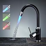 SICHTBARE TEMPERATURANZEIGE: 3-LED Farbtemperaturkontrolle, wenn die Wassertemperatur kleiner gleich 32° ist, zeigt die LED Lampe blau an;wenn die Wassertemperatur in 33°-40°ist, zeigt die LED Lampe grün an; wenn die Wassertemperatur in 41°-45° ist, zeigt die LED Lampe rot an
