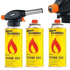 REXXER 1300 Watt Gasbrenner mit 3 Kartuschen