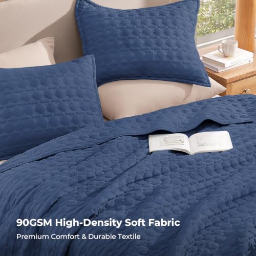 Image of Litanika King Quilt Bedding Set, 3 Pieces Blue Bedspreads & Coverlets Set | Cloud-like Soft, Breathable, lightweight, All-Season, Multi-Scenario, Machine Washable