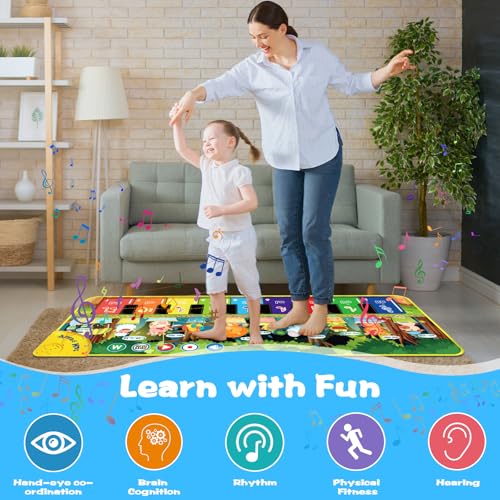 BGIUSQF Piano Mat, Klaviermatte, Musikmatte, Kindertanzmatten, Musikmatte Kinder ab 2, 110x43 cm, Multifunktion Kinderspielzeug, Kinder 1 2 3 Years