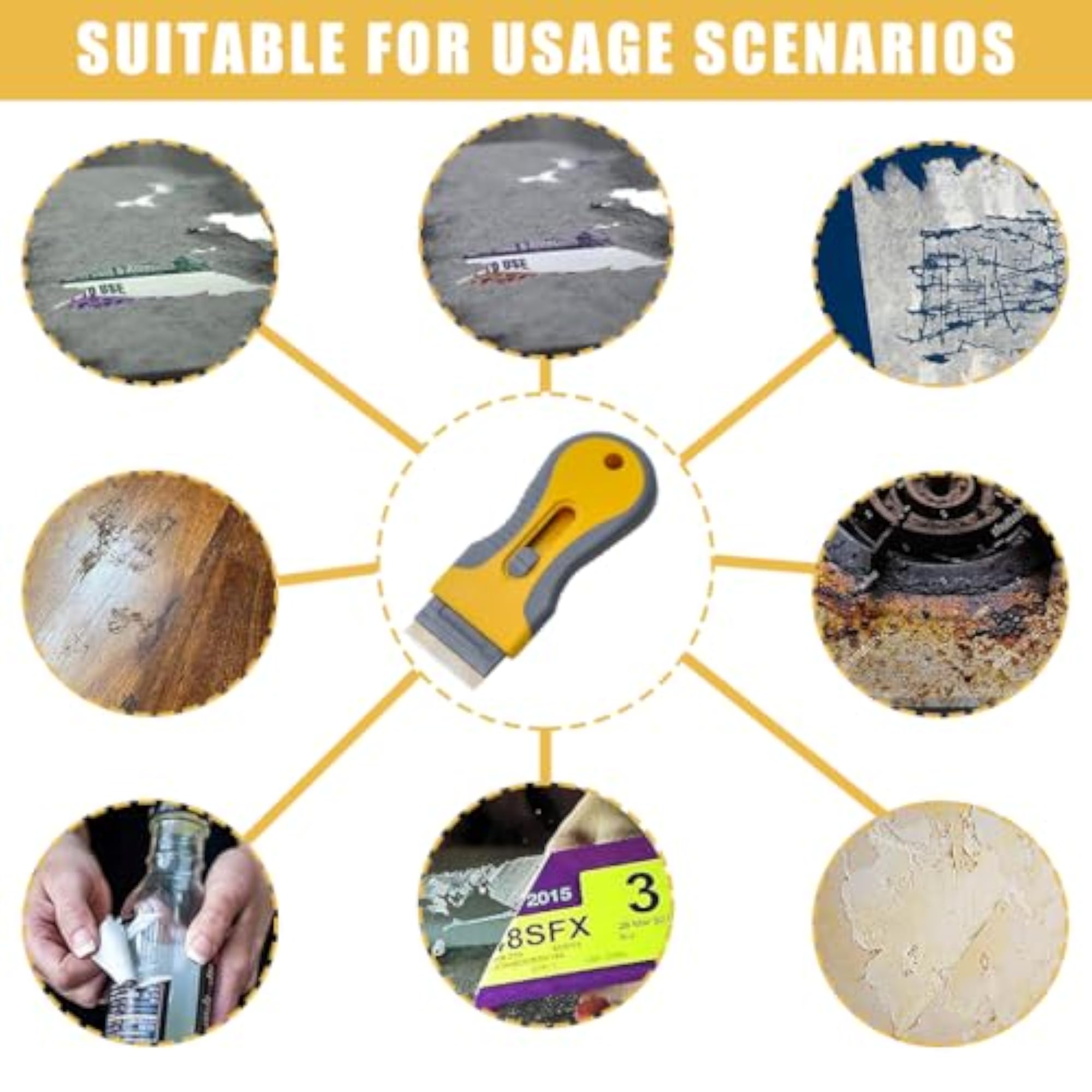 Retractable Metal Scraper Tool with 15 Razor Blades