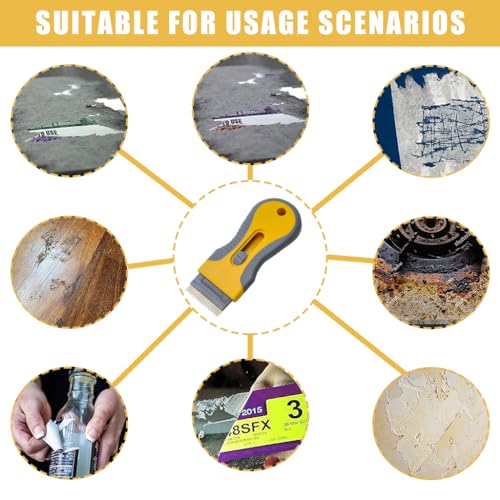 Image of HASTHIP Metal Scraper Tool, Retractable, 15Pcs Razor Blades for Stickers