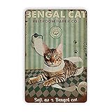 XingFox Blechschild „Katze Toilettenpapier Bengal Restroom Co Retro-Aluminium-Metallposter Wanddeko Badezimmerdekoration Café Haus Einrichtungshaus Plakette Wandbild 8x12 Zoll