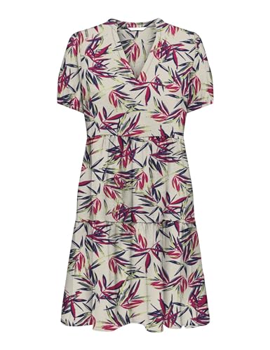 ONLY Onlnova Life S/S Thea Dress Ptm Vestido de Verano, Cloud Dancer/AOP:476 True Leaf, M para Mujer