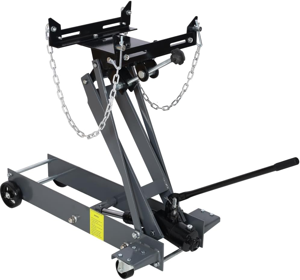 Hydraulic Transmission Service Jack, 1 Ton 2200lb Capacity Swivel Ball Floor Jack with Hydraulic Hand PUM, Low Profile Lifting Range from 12.2'' to 35.2'', Versatile Saddle Adjustments (Light Gray)