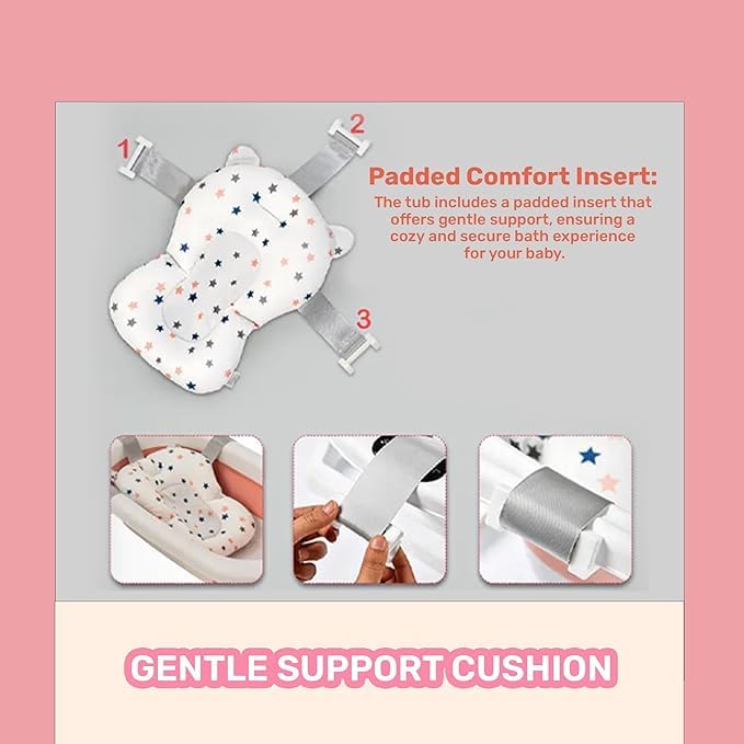 Image of Safe-O-Kid Baby Bath Support | Soft Anti-Slip Quick Dry with Safety Straps | Foldable Bath Seat Support for Newborns & Infants (0-3 Years) - White