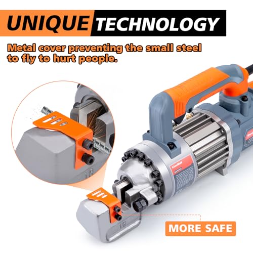 Image of 5 /8 Inch Electric Hydraulic Rebar Cutter, Portable Rebar Cutter, Cutting up to 4-16mm #5 Rebar, Cutting Speed 1-1.5S 1000W RC16B (Grey + Orange)