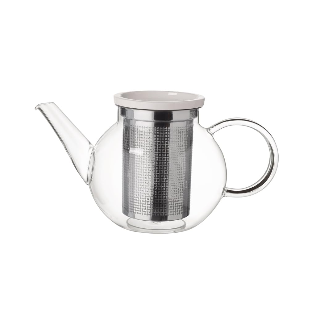 Villeroy & Boch Artesano Hot Beverages Teapot with Strainer : Medium, 33.75 oz, Crystal Glass, Clear