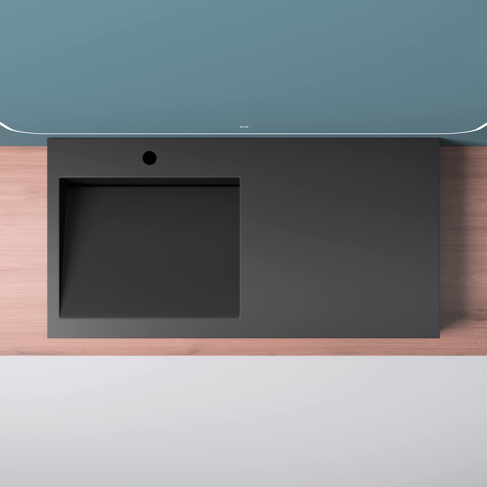 Mai & Mai Lavabo colgante Col11, BTH: 100 x 50 x 13 cm, en antracita mate, mineral fundido, forma rectangular