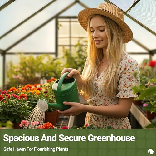 4x6 FT Greenhouse for Outdoors, Polycarbonate Greenhouse with Quick Setup Structure and Roof Vent, Aluminum Large Walk-in Green House for Outside Garden Backyard, Black