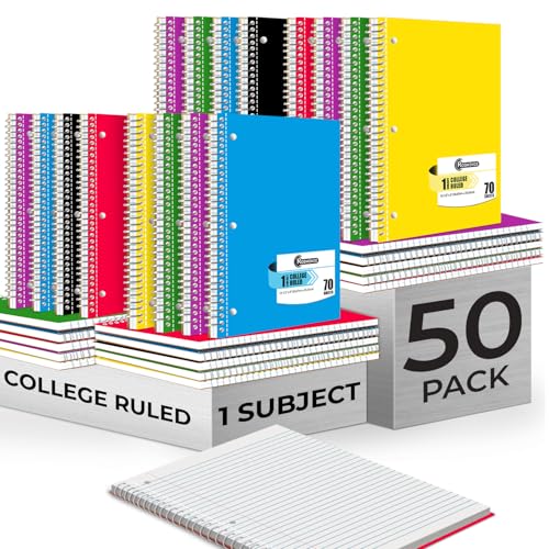 Rosmonde 50 Pack, 1 Subject Spiral Notebook College Ruled...