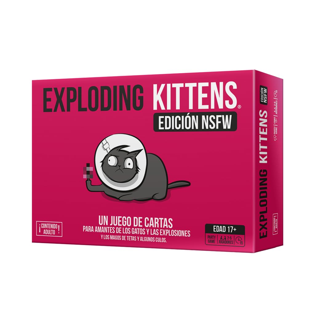 NSFW Card Game for Cat Lovers and Explosions, from 17 Years, 2 to 5 Players, 15 Minutes per Game - Spanish Language
