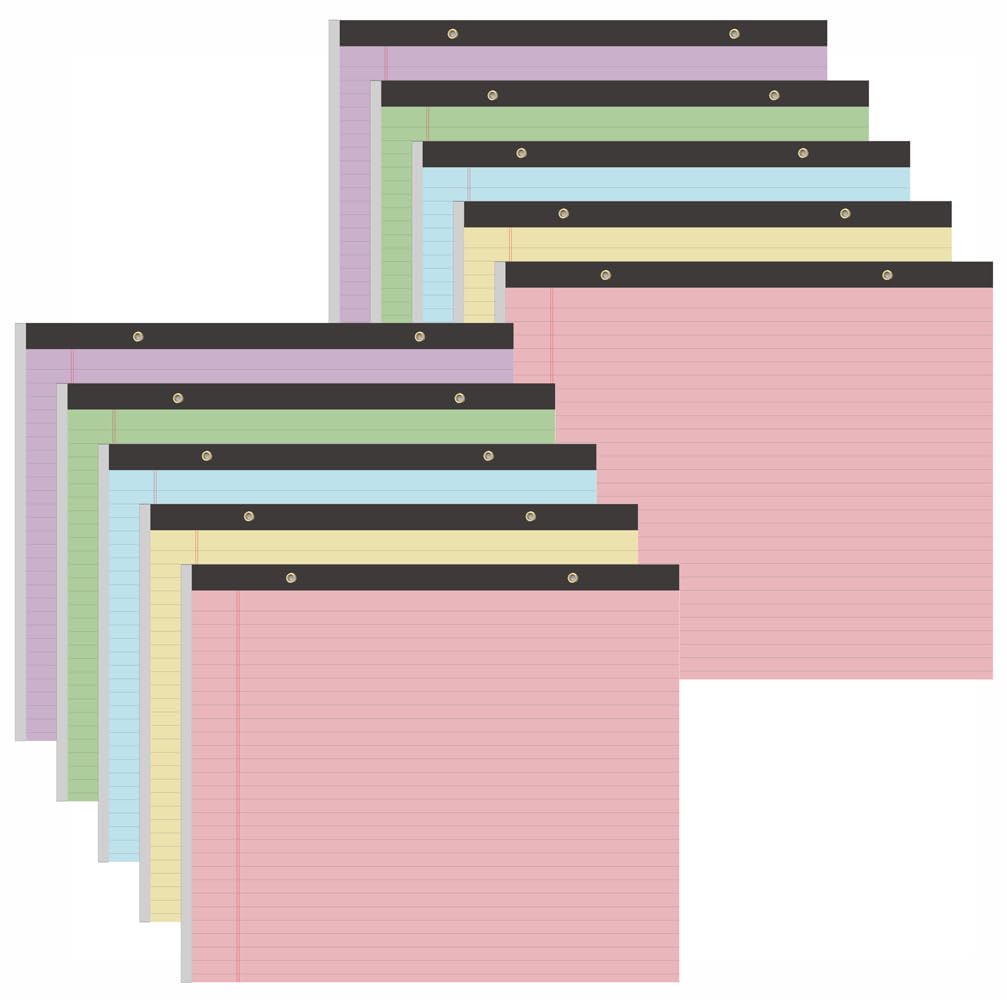 Yaridar 10 blocchi da 28 x 24 cm, blocco note a righe per università, blocchi di carta a righe colorate, 50 fogli/blocchetto, blocchi per appunti colorati pastello, per scuola e ufficio