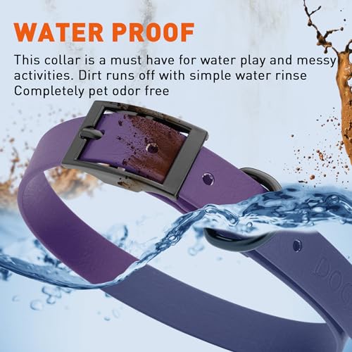 Image of Dogline Biothane Waterproof Dog Collar Strong Coated Nylon Webbing with Black Hardware Odor- Proof for Easy Care Easy to Clean High Performance Fits Small Medium or Large Dogs, Violet Purple