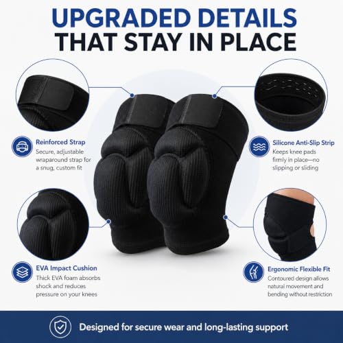 Image of 1Pair Knee Pads with Non-Slip Bandage, Protective Knee Pads, Thick Sponge Anti-slip, Collision Avoidance Knee Sleeve for Volleyball, yoga, basketball, gardening L