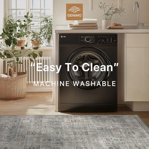 GENIMO 2x10 Non Slip Hallway Runner Rug, Machine Washable, Thin & Low Pile Lightweight for Kitchen, Laundry, Entryway, Bedroom & Living Room