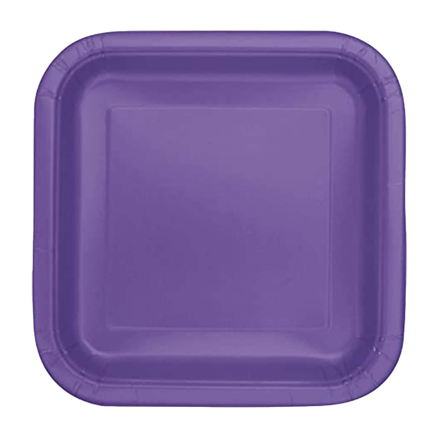 Trimming Shop 9" Heavy Duty Square Dessert Neon Purple Disposable Plates 23cm - Colour Themed Paper Tableware for BBQs, Weddings, Anniversary, Birthday, Multipurpose Occasions (14 Pack) — image 1