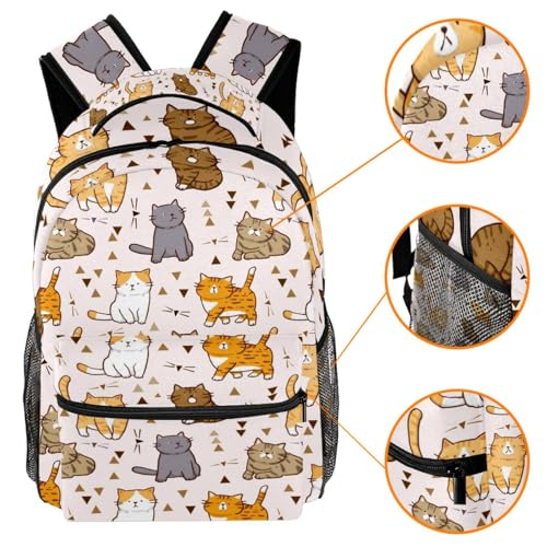 Sac à dos chat multicolore idéal pour le collège et les sorties d'adolescents