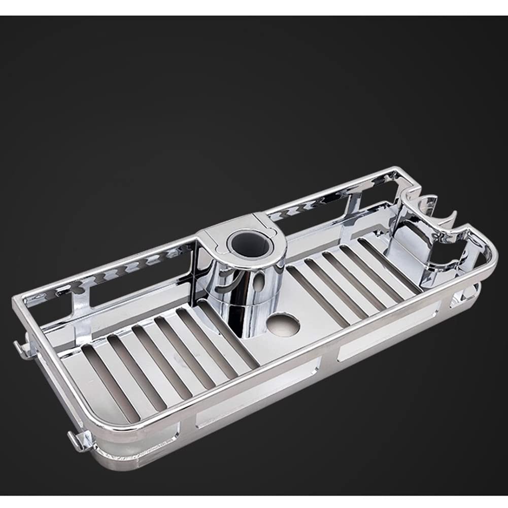 ZYWUOY Shower Caddy Bathroom Shelf Rack, Bathroom Hanging Pole Shower Basket Tidy Storage Shelf Organiser Tray Rack No Punching