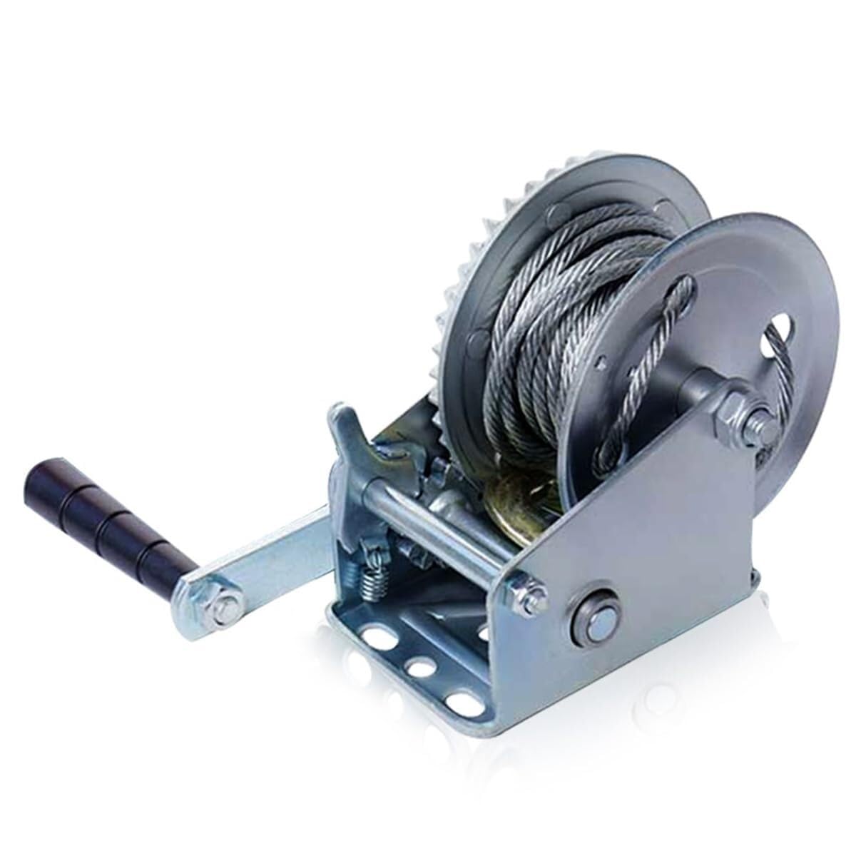 Portable Hand Winch – 272 kg Steel Rope Trailer Winch with 2Way Ratchet ar Manual Crank for Boat Loading & Towing (8m Length)