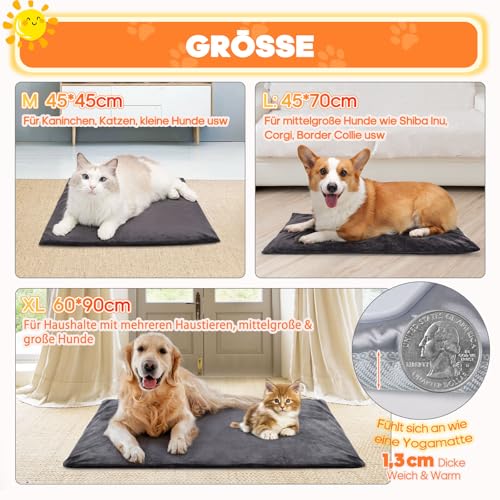 Angelpet Haustier Heizkissen L 45×70 cm – Elektrische Heizdecke für Hunde & Katzen, 9 Temperaturstufen (35–55 ℃) & 14 Timer (0–12H / 24H), Heizmatte mit bissfestem 1,8 m Kabel, 2 waschbare Bezüge